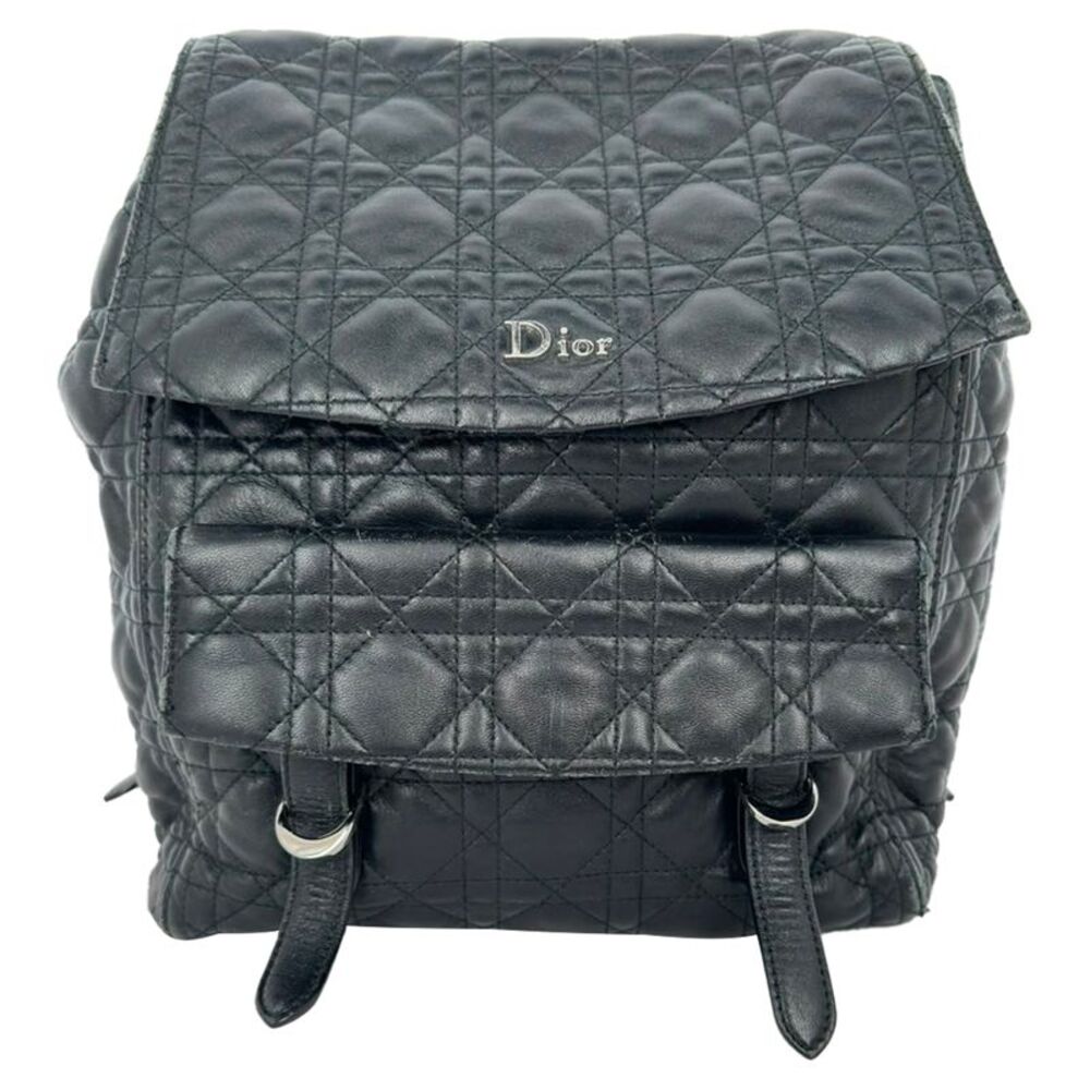 Dior Stardust Cannage Quilted Backpack in Black Lamb Leather